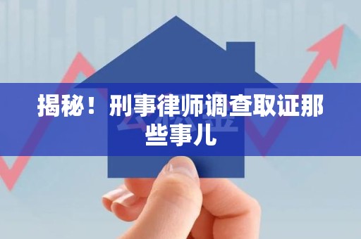 周宁揭秘！刑事律师调查取证那些事儿